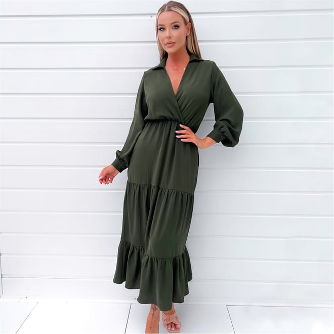 Sleeve Wrap Top Smock Midi Dress