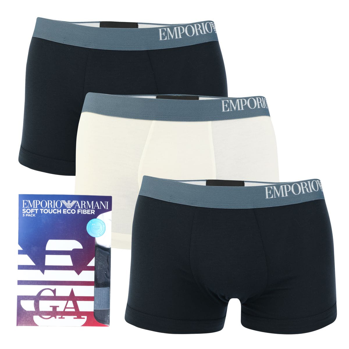 Armani Lot 3 boxers Size L in Bleu Marine Blanc pour Homme