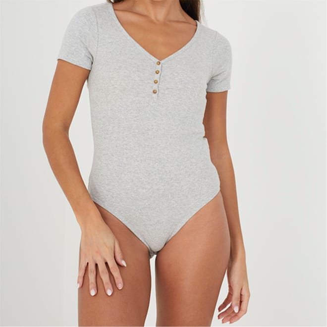 Shirt Bodysuit With Buttons