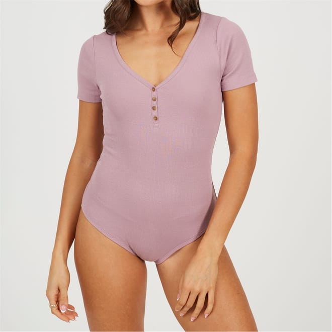 Shirt Bodysuit With Button Detail