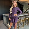 Long Sleeve Sash Bodycon Mini Dress