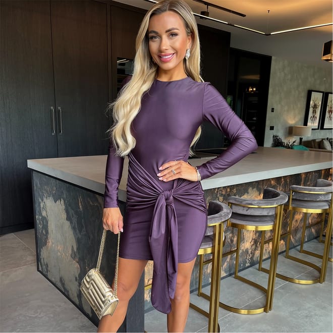 Long Sleeve Sash Bodycon Mini Dress
