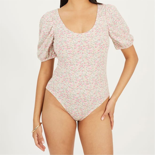 Floral Puff Sleeve Bodysuit