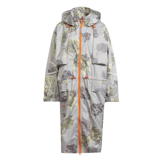 Floral Patterned Hooded Parka Jacket