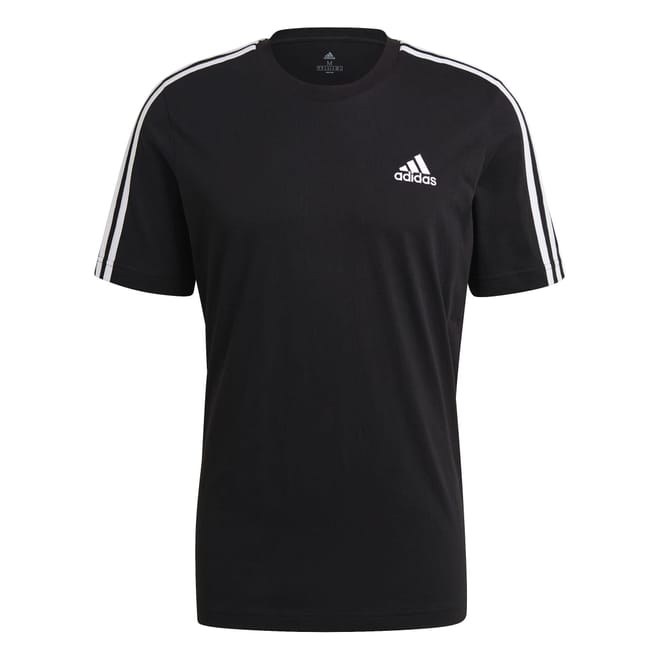 Black-White adidas Mens Essentials 3-Stripes T-Shirt - Get The Label