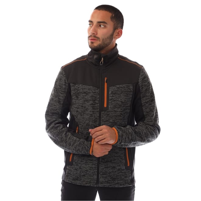 Montgomery Heathered Patterned Fleece Jacket with Ribbed Cuff