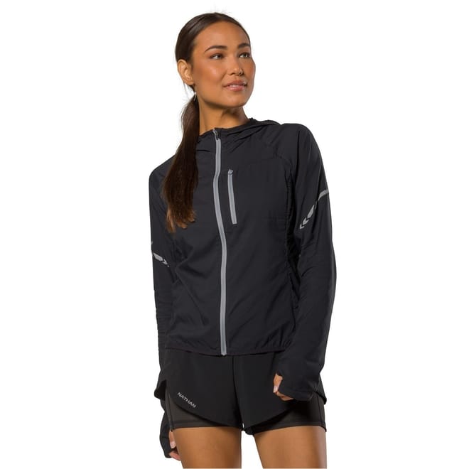 Solid Patterned Hooded Reflective Ribbon Running Jacket