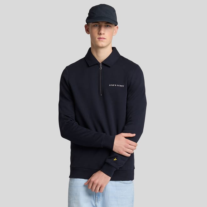 Embroidered Collared Quarter Zip Sweatshirt