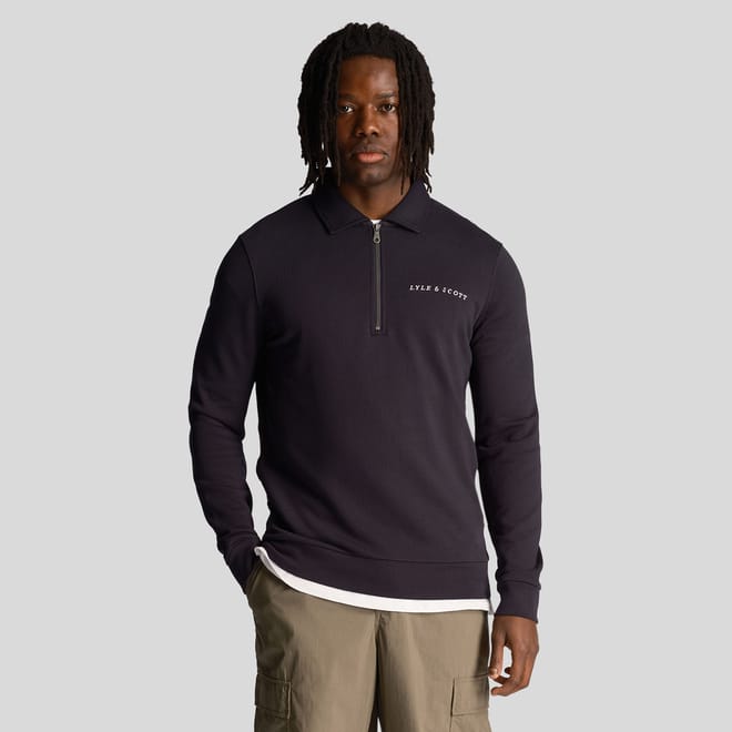 Loopback Embroidered Collared Sweatshirt