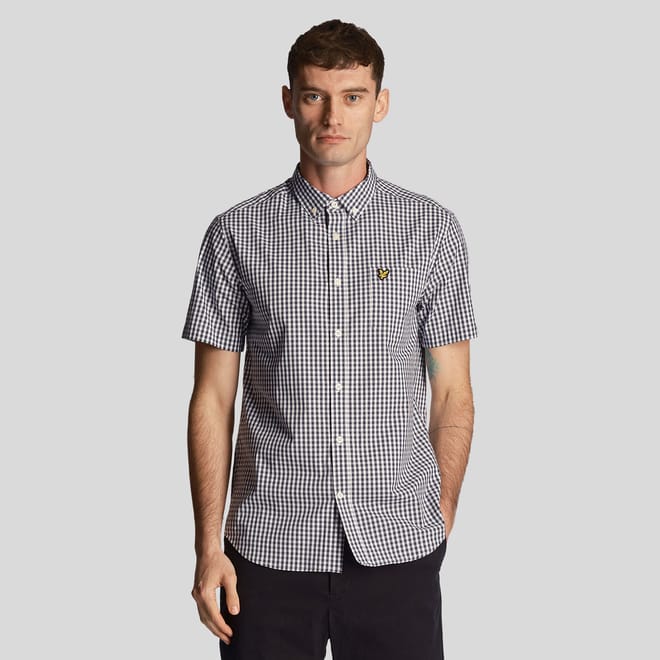 Short Sleeve Slim Fit Gingham Shirt