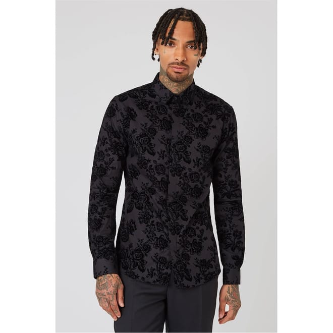 Skinny Fit Flocked Shirt