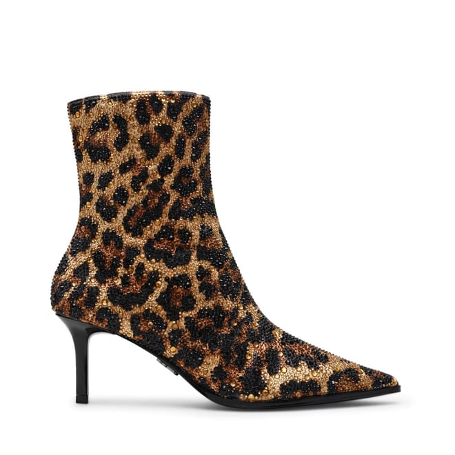 Leopard Patterned Ankle Stiletto Heel Boots