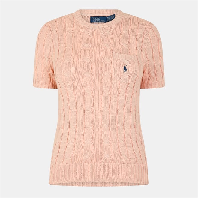 Regular Fit Cable Short Sleeve Sweater