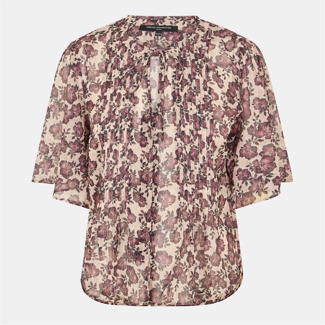 Elyse Relaxed Fit Puff Sleeve Tie Neck Blouse