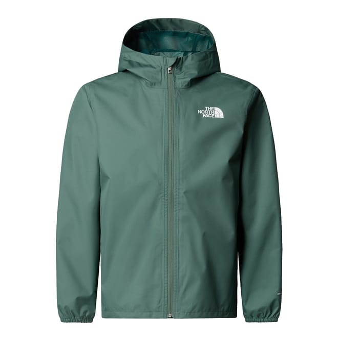 Hooded Neck Solid Patterned Zipline Rain Jacket