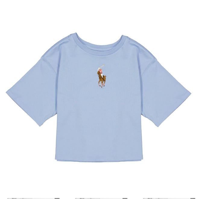 Logo Print Cropped Regular Fit T-Shirt