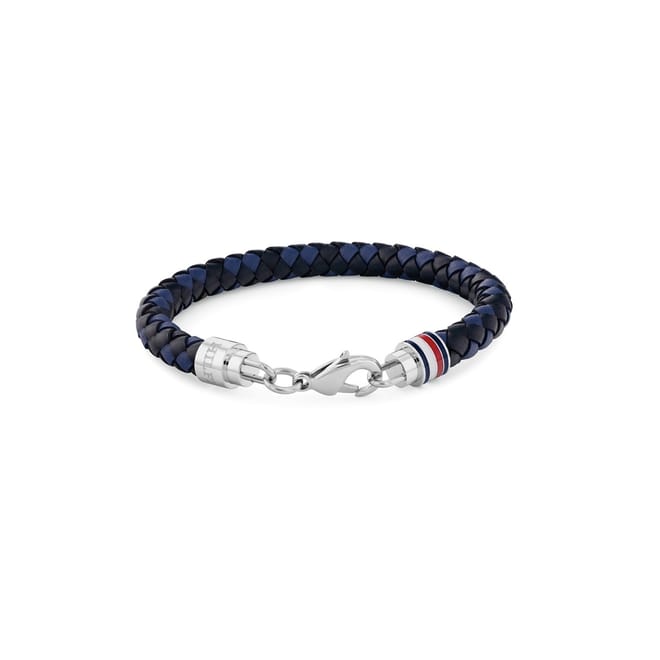 Hilfiger Mens Braided Leather Bracelet