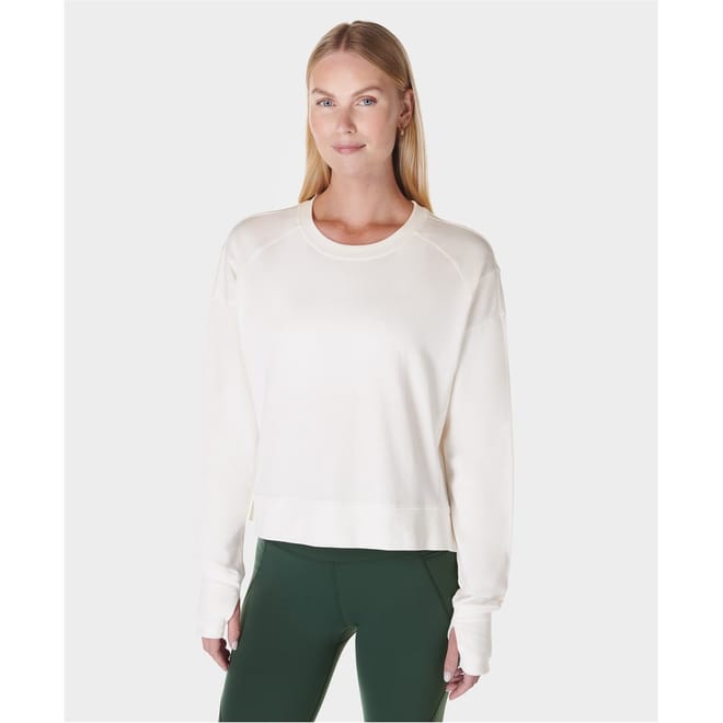 Cropped Raglan Sleeve Relaxed Fit Sweatshirt