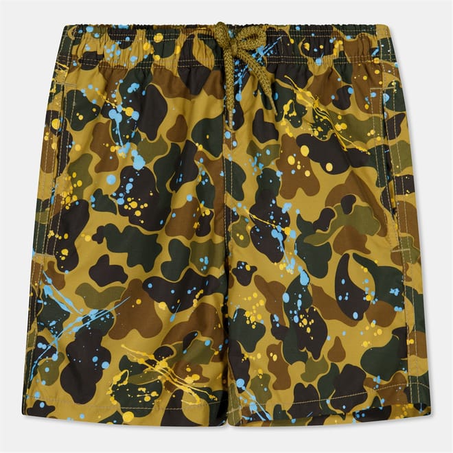 Camo Patterned Relaxed Fit Swim Short