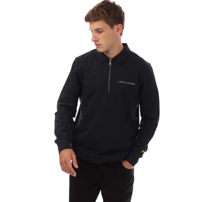 Embroidered Collared Quarter Zip Sweatshirt