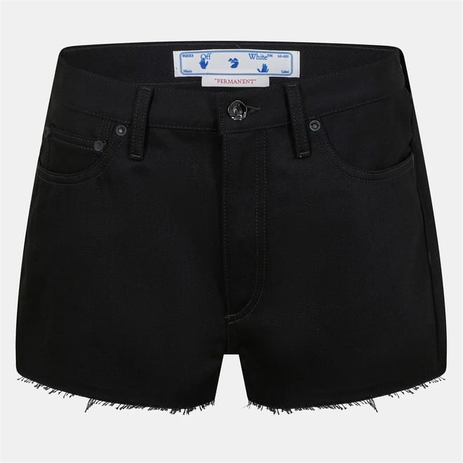 Denim Bermuda Shorts with Frayed Hem