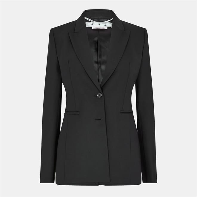 Solid Patterned Lapel Collared Chain Suit Jacket