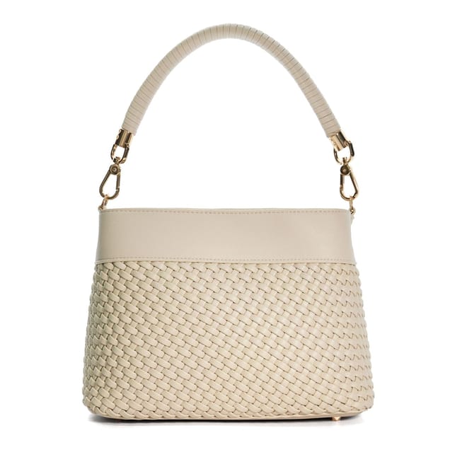 Textured Handle Shoulder Handbag with Detachable Strap