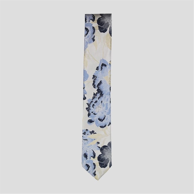 Silver Floral Tie