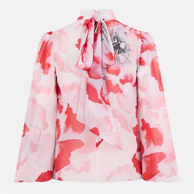 Relaxed Fit Balloon Sleeve High Neck Blouse