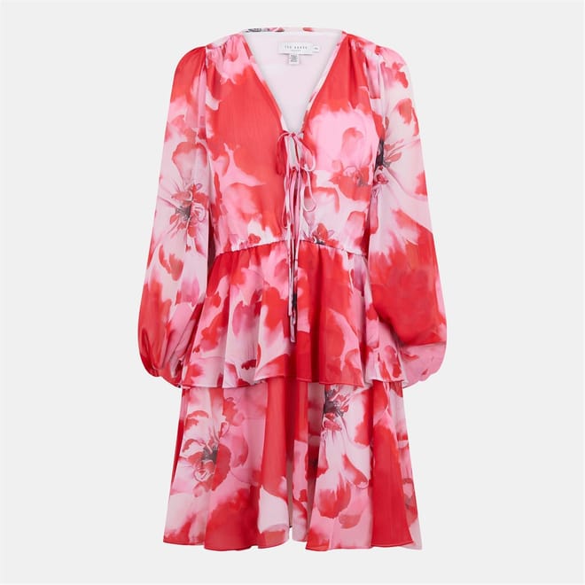 Woven V-Neck Mini A-Line Dress