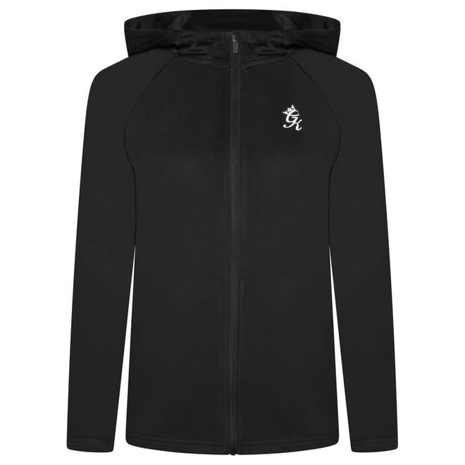 Solid Patterned Hooded Neck Ribbed Cuff Track Jacket