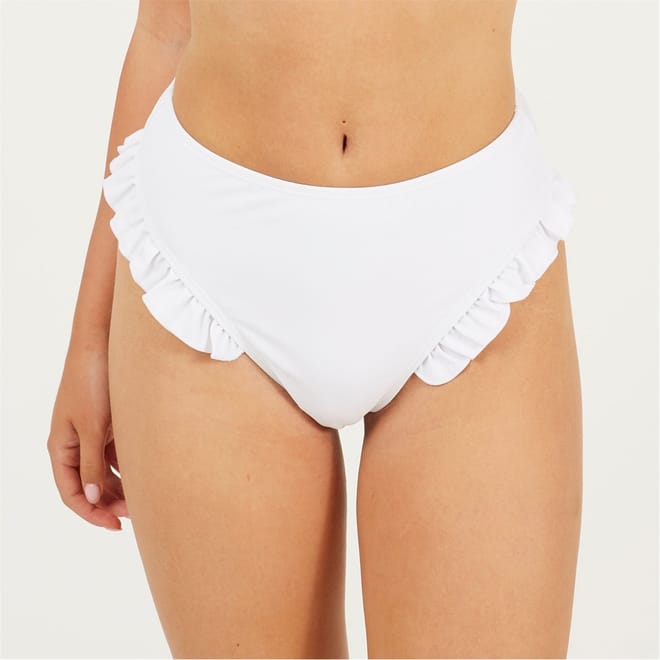 High Waisted Bikini Bottoms With Frill