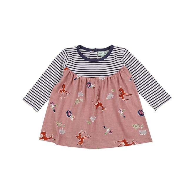 Fabric Mix Crew Neck Mini A-Line Dress