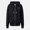 Hooded Neck Lettering Full Zipper Ribbed Cuff Sweatshirt Jacket