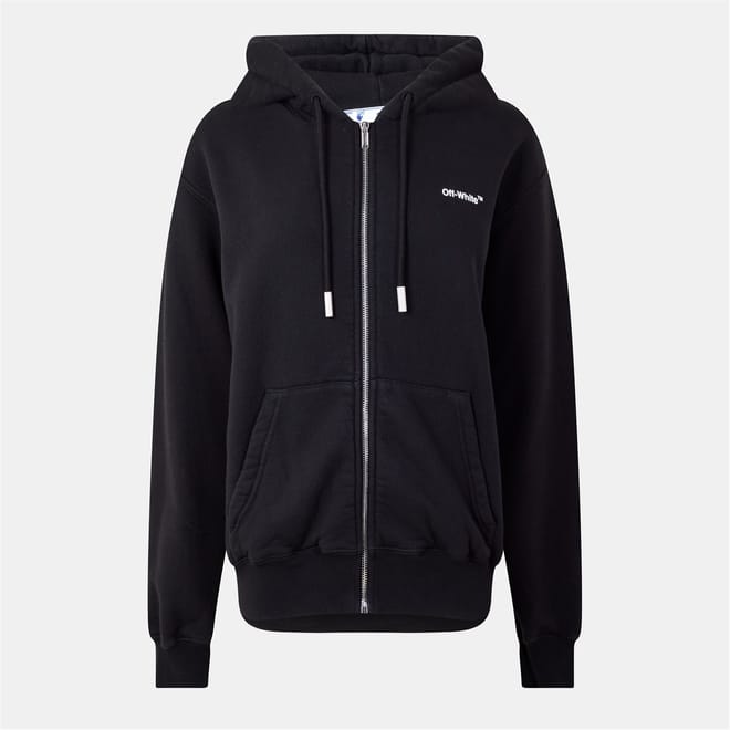 Hooded Neck Lettering Full Zipper Ribbed Cuff Sweatshirt Jacket