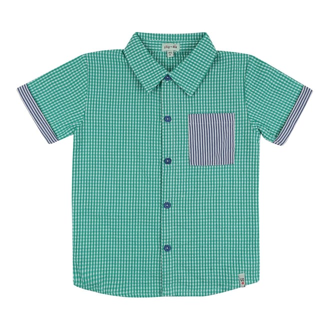 Gingham Point Collar Short Sleeve Shirt