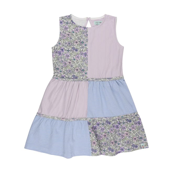 Patchwork Keyhole Neck Knee Length A-Line Dress