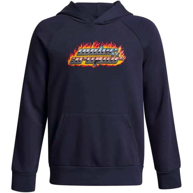 Flame Lettering Kangaroo Pocket Raglan Sleeve Sweatshirt