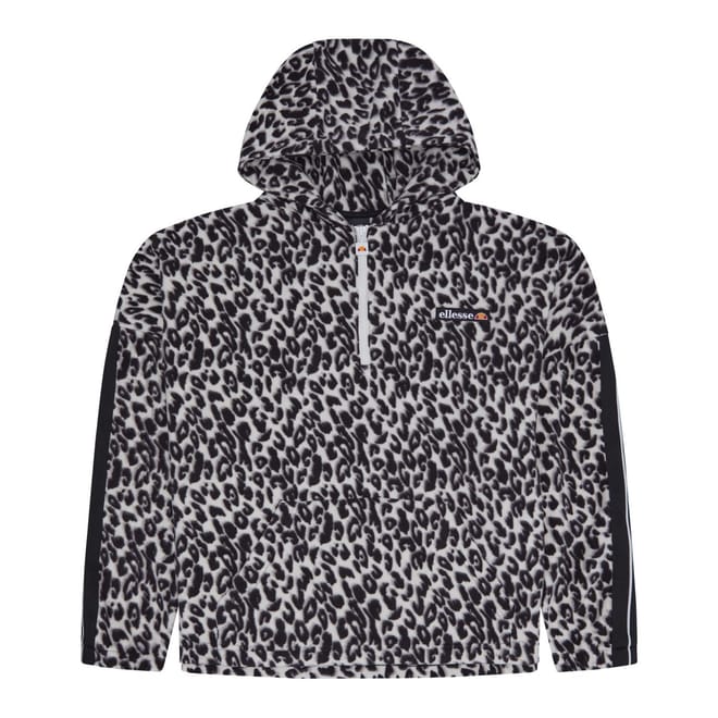 Shen Leopard Patterned Hooded Fleece Jacket