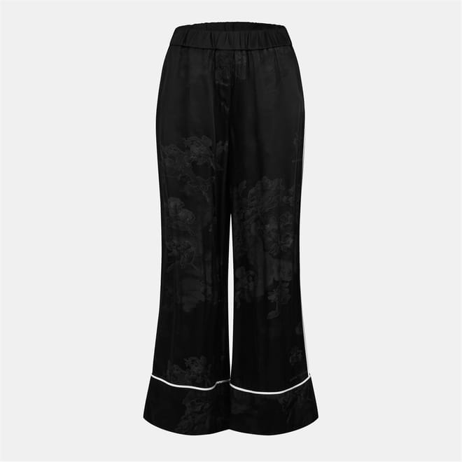 Floral Patterned Wide Leg Pajama Pants