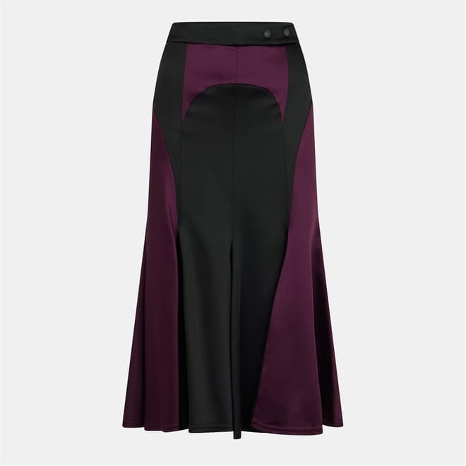 Satin Midi A-Line Skirt