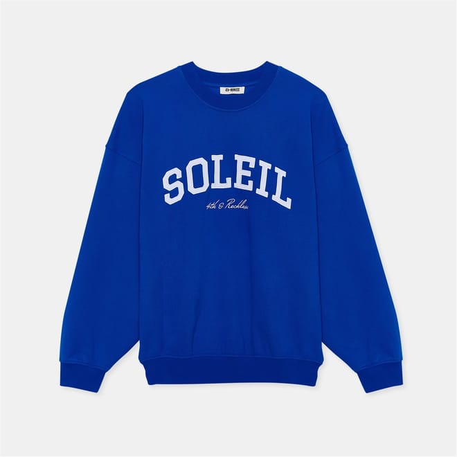 4th And Ariana Oversize Fit Embroidered Lettering Drop Shoulder Long Sleeve Sweatshirt