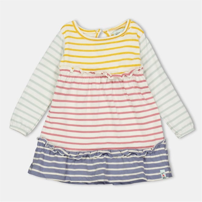 Mix Crew Neck Mini Tiered Dress