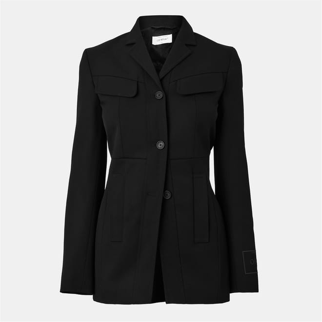 Solid Patterned Lapel Collared Cargo Jacket