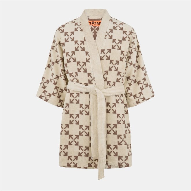 Patterned Robe with Short Sleeves