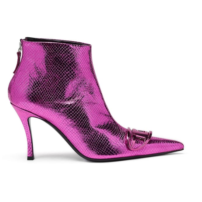 D-Venus Ankle Snake Skin Textured High Heel Boots