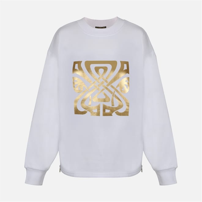 Metallic Plaque Relaxed Fit Sweatshirt