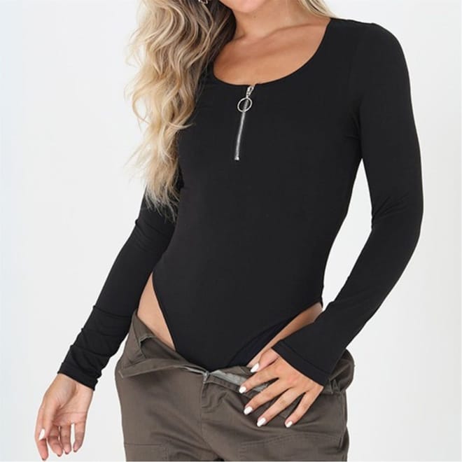 Sleeve Bodysuit With Zip