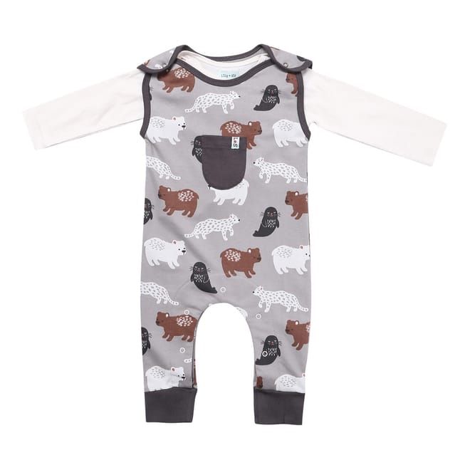  And  Sid Multicoloured Mixed Animal Print Top And Dungarees Set