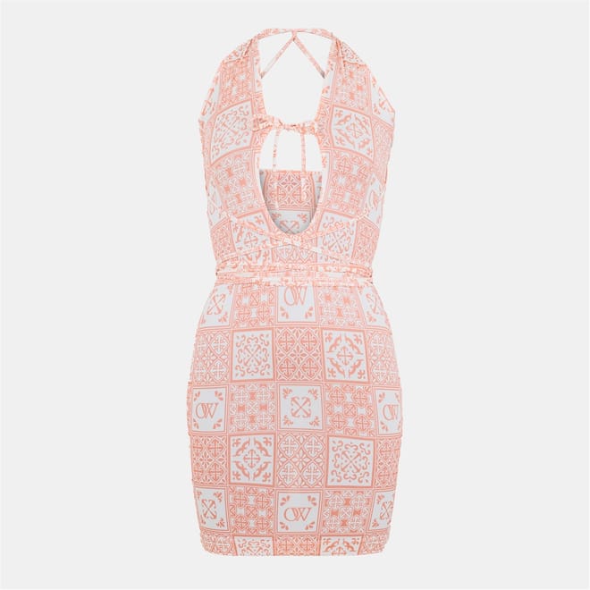 Lace Halter Neck Mini Bodycon Dress